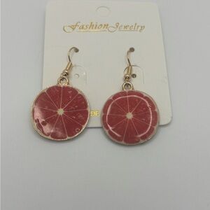 Fashion Jewelry Citrus-Inspired Red and Gold Earrings